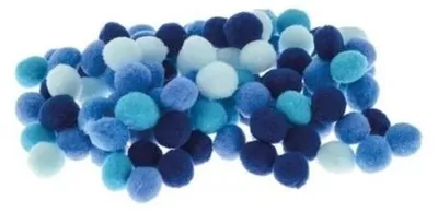 Zdjęcie produktu dla Pompony dekoracyjne niebieskie 10 mm 100 sztuk