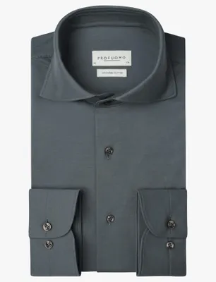 Produktbild von Hemd Profuomo blau grau Japanese knitted cutaway Kragen