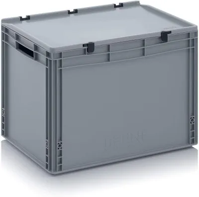 Productafbeelding van Eurocontainer met deksel - Opslagbak Kunststof bak - Opslag en transport - Scharnierdeksel - 60 x 40 x 435 cm