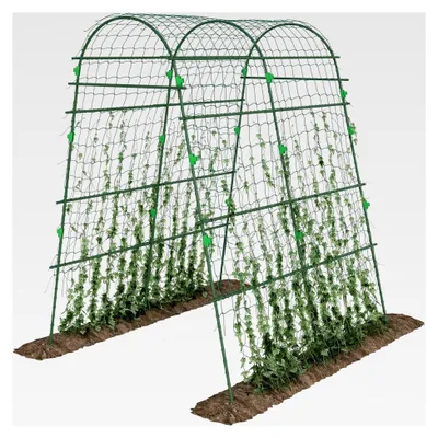 Produktbild von Rankgitter aus rostfreiem Metall für Kletterpflanzen, Spalier 144 x 167 x 206 cm, Pflanzenspalier für Tomaten, Gemüse und Blumen, Schwarz