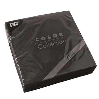 Produktbild von 540 Papstar Servietten, 2-lagig PUNTO 1/4-Falz 38 cm x 38 cm schwarz mikrogeprägt 87539