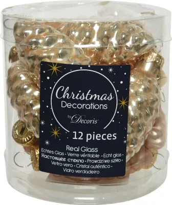 Produktbild von Christbaumschmuck Zapfen 6cm Glas 12 Stück - Karamel