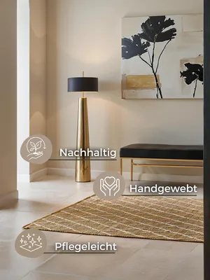 Jute-Teppich Kunu, handgewebt, 160x230 cm, naturgold weiß