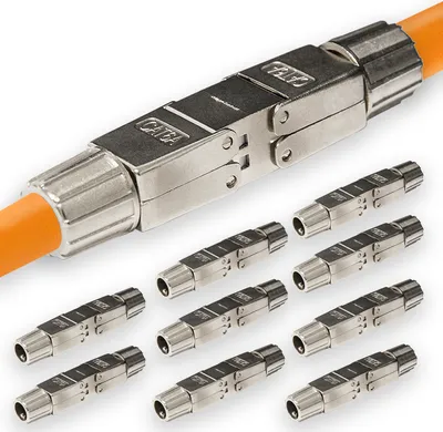Produktbild von PremiumX 10x CAT 6a RJ45 Netzwerkkabel Verlängerung LAN Kabel CAT5, CAT6 und CAT7 Verbindungsstecker Ethernet Installationskabel Verbinder Kupplung Netzwerkstecker Adapter Werkzeuglos