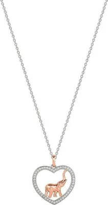 Produktbild von Xenox Damen Halskette mit Herz-Anhänger, Elefanten-Motiv, Silber und Roségold