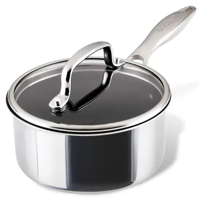 Stielkasserolle 16 cm, Edelstahl, Antihaft, mit Deckel, induktionsgeeignet