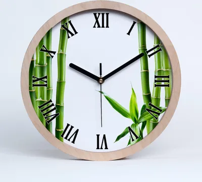 Produktbild von Holzuhr 30fi cm wanduhr - schwarze Spitzen - Bambus