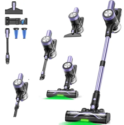Produktbild von Kabelloser Stielstaubsauger - Handstaubsauger - 500 W - 55 kPa - 3 Saugstufen - HEPA-Filter - LED-Display - Lila
