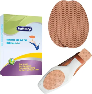 Imagen del producto de Suelas antideslizantes para zapatos, 5 pares, autoadhesivas, almohadillas de goma para un agarre seguro