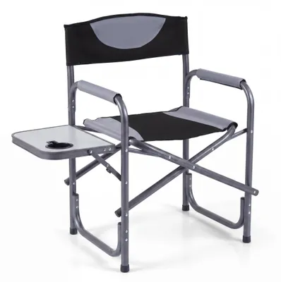 Produktbild von KOMFOTTEU Regiestuhl klappbar, Campingstuhl mit Seitentisch, Getränkehalter & Metallrahmen, bis 180 kg belastbar, tragbarer Klappstuhl für Picknick, Camping & Anglen, 82 x 46 x 88 cm