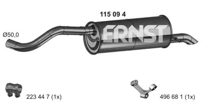 Produktbild von ERNST 115094 Endschalldämpfer für SKODA Fabia II Combi (545) Auspuff
