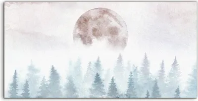Produktbild von Coloray Acrylbild 100x50  Wandbild Acrylbilder Landschaft mit nebligen Wald und Mond