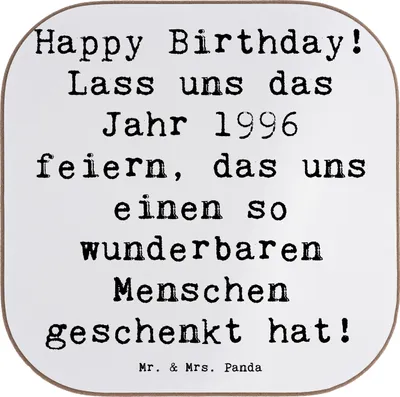 Produktbild von Mr. & Mrs. Panda Tischschoner Spruch 1996 Geburtstag - Weiß - Geschenk, Untersetzer für Gläser, Coaster, Geschenke, Geburtstagsgeschenk, Glückwunsch, Geburtstagsfeier