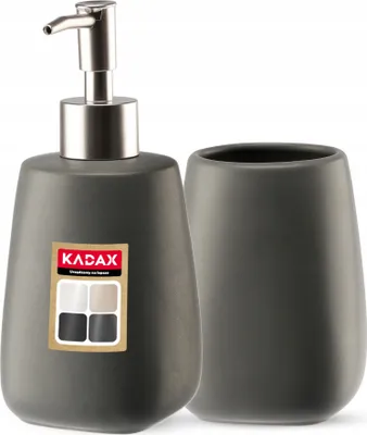 Produktbild von KADAX 2-teiliges Badezimmer Set aus Keramik, Badaccessoires, Badzubehör, Seifenspender