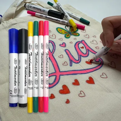 Produktbild von 6er Textilmaler Textilmarker Textilmalstifte Textilstifte Textil Maler 1,17€/St