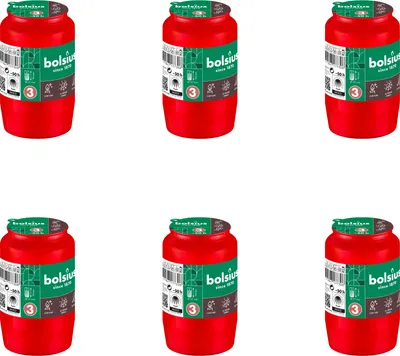 Productafbeelding van Bolsius - Herdenkingskaars - Zonder deksel - Rood - 50 branduren - Voordelijnverpakking - 6 stuks