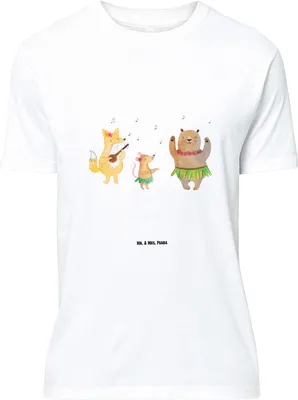 Produktbild von Mr. & Mrs. Panda Größe L T-Shirt Waldtiere Aloha - Weiß - Geschenk, Hase, Bär, Shirt, Wald, Tshirt, Musik, Lustige Sprüche, mit Spruch, Igel, Tanzen