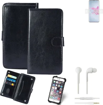 Produktbild von K-S-Trade 360° Hülle kompatibel mit ZTE Axon 11 5G inkl. Headphones schwarz Kunstleder Case BookCase WalletCase Kunstlederederhülle Handyhülle,
