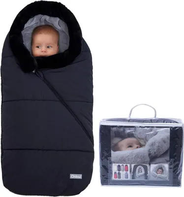 Produktbild von Fußsack r Kinderwagen-Fußsack mit Pelzkragen, universeller Baby-Fußsack für Kinderwagen, Buggy, Winter-Fußsack für Neugeborene, Kinder