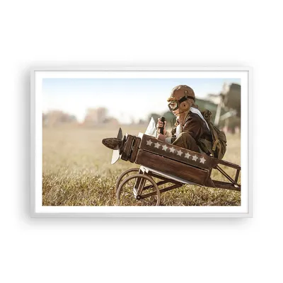 Produktbild von Gerahmtes Poster - Weißer Rahmen - Kindheit Flugzeug Spielzeug - 91,5x61 cm - Wand Bild - Wanddeko - Wandbilder - Kunstposter - Wandposter - Bilderrahmen - Bilder - Kunstdruck - P2WAA91x61-4469