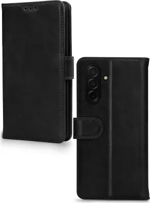 Produktbild von Mobilize Wallet Handyhülle für Samsung Galaxy A26 Hülle Echtes Leder Klapphülle Geldbörse - Schwarz