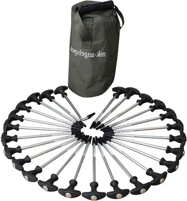 Productafbeelding van Zilverkleurige, zinken ankers voor tenten, 20 cm lang, 24 stuks