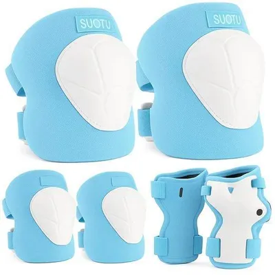 Produktbild von Suotu Knieschoner Kinder Größe S 7-13 Jahre Protektoren Set Knie Ellbogen Handgelenk Schoner für Skateboard, Inlineskates, Scooter, BMX, Hoverboard
