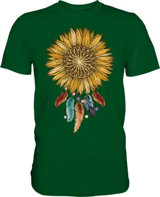 Produktbild von Dreamcatcher Sonnenblumen T-Shirt Garten Traumfänger Motiv Gärtner Geschenk – Bottle Green / L