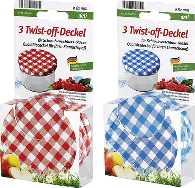 Immagine prodotto di deti Twist-off-Deckel 3er Set rot / weiß kariert