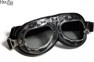 Produktbild von Motorradbrille Fliegerbrille Brille ECHT LEDER Biker schwarz mit getönten Gläsern