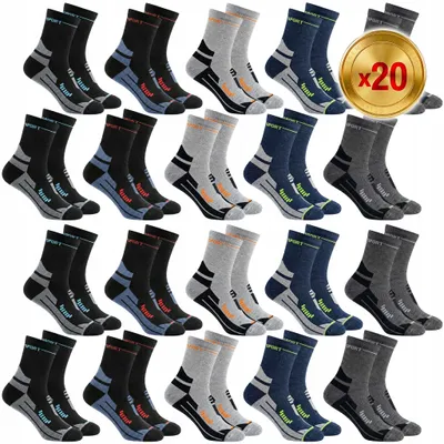 Obrázek produktu pro 20 párů vysokých sportovních ponožek STYL-2, velikost 40–44