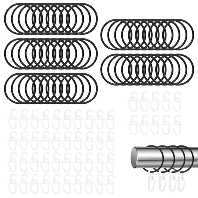 Produktbild von 50 Stück 32 mm Gardinenringe, Gardinenringe mit Haken, Gardinenringe für Gardinenstangen, Ringe zum Aufhängen von Duschvorhangstangen, Gardinenstangen und Gardinenstangen (schwarz)