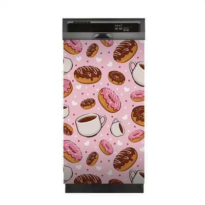 Produktbild von Aufkleber sticker 45x80 cm Dekorative folie Spülmaschine - Süßer Donut und Kaffee