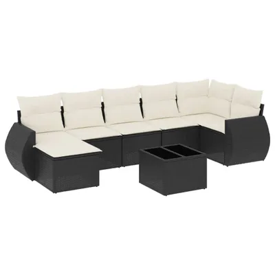Produktbild von vidaXL 8-tlg. Garten-Sofagarnitur mit Kissen Schwarz Poly Rattan