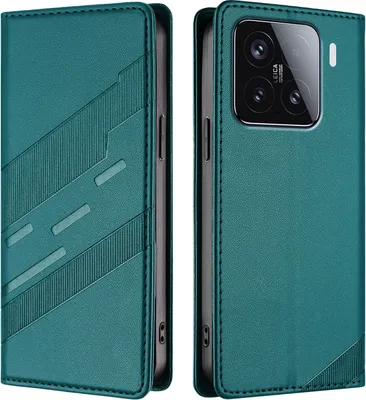 Produktbild von Hülle für Xiaomi 15, Kunstleder Brieftaschen Handyhülle mit Kartenfach und Standfunktion Grün