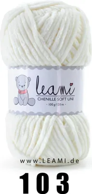 Produktbild von LEAMI Chenille Soft UNI 103 naturweiß