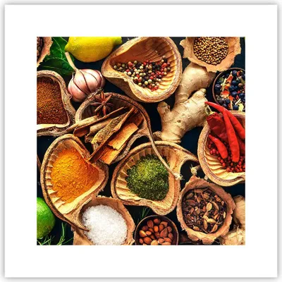 Produktbild von Poster - Poster ohne Rahmen - Küche Essen Kräuter Gewürze - 30x30 cm - Wand Bild - Wanddeko - Wandbilder - Kunstposter - Wandposter - Bilder - Kunstdruck - Wanddekoration - Wandbild - P2XAC30x30-2844