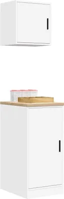 Image de vidaXL Armoires de garage 2 pcs. Blanc Bois composite