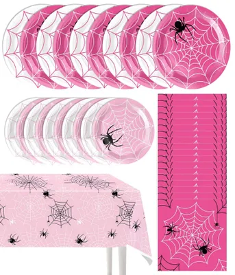 Zdjęcie produktu dla Dekoracje na przyjęcie urodzinowe w stylu "Pajączyca" - zestaw naczyń na imprezę halloweenową