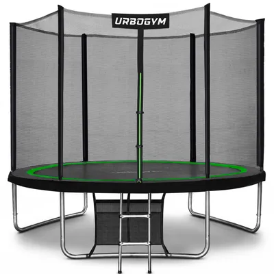 Produktbild von URBOGYM Trampolin CLASSIC 10FT Gartentrampolin für Kinder Komplett-Set mit Sicherheitsnetz, Leiter, Randabdeckung, Outdoor, Grün, robust, Ø 312 cm