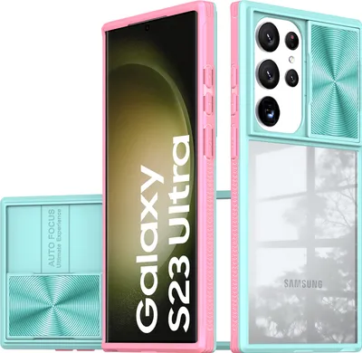 Image de Galaxy S23 Ultra Case, étui hybride transparent en TPU avec caméra coulissante Samsung Galaxy S23 Ultra Light Blue