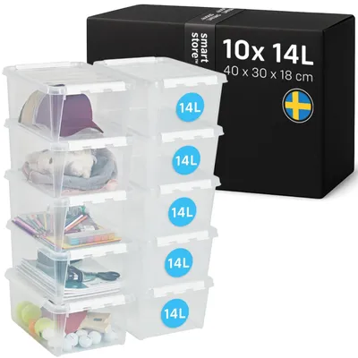 Produktbild von SmartStore - 10x Aufbewahrungsbox mit Deckel Classic 14L (40x30x18cm) | Stapelba