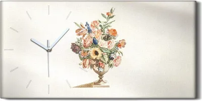 Produktbild von Küchenuhr Bürouhr Leinwand Uhr Geräuschlos 60x30 Gemälde Blumen Pflanzen Kunst - weiße Hände