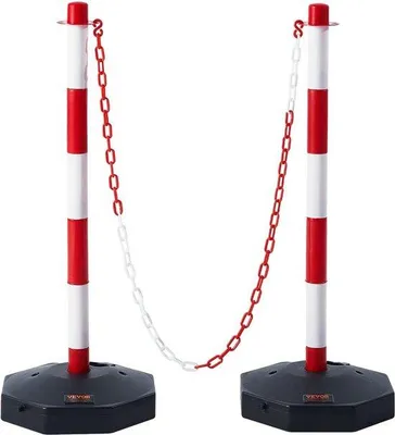 Productafbeelding van Famanu verkeersgeleiders, 2 stuks - 285 x 285 mm, rood & wit met ketting