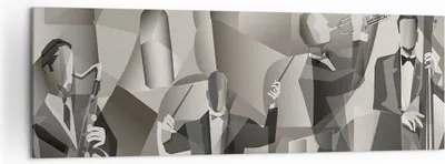 Produktbild von Bild auf Leinwand - Leinwandbild - Jazz Musik Musiker - 160x50cm - Wand Bild - Wanddeko - Leinwanddruck - Bilder - Kunstdruck - Wanddekoration - Leinwand bilder - Wandkunst - AB160x50-4119