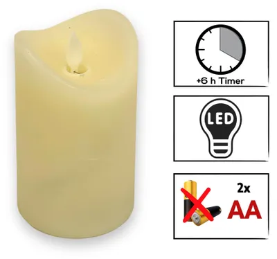 Produktbild von LED Kerzen 4er Set Creme 7,5 x 10 cm – Flammenlos mit Timer, Stumpenkerzen Deko