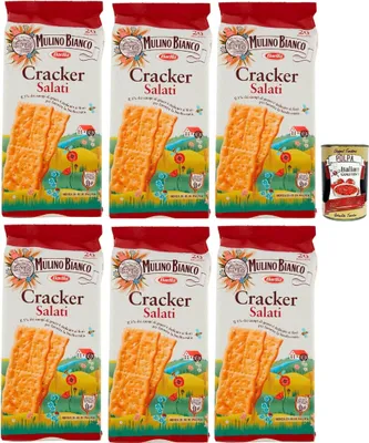 Produktbild von Mulino Bianco Cracker Salati herzhafter Salzcracker mit nachhaltigem Mehl 6x 500g + Italian goumet polpa 400g