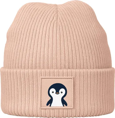 Produktbild von Kinder Beanie Mädchen Patch Pinguin Aufdruck Wintermütze Tiermotive Print Strickmütze SpecialMe®