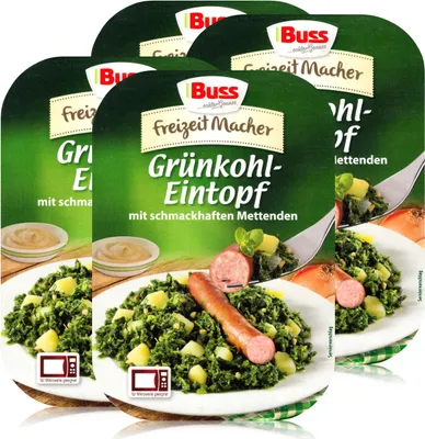 Produktbild von Buss Freizeitmacher Grünkohl-Eintopf mit Mettenden 300g-Fertiggericht (4er Pack)