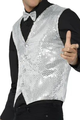 Immagine prodotto di Gilet in paillettes, argento, taglia:XL